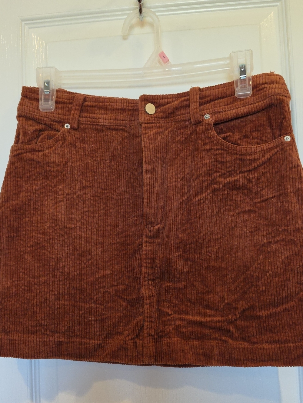 Kids Corduroy Skirt, Orange/Brown, Size Medium, Mini Skirt